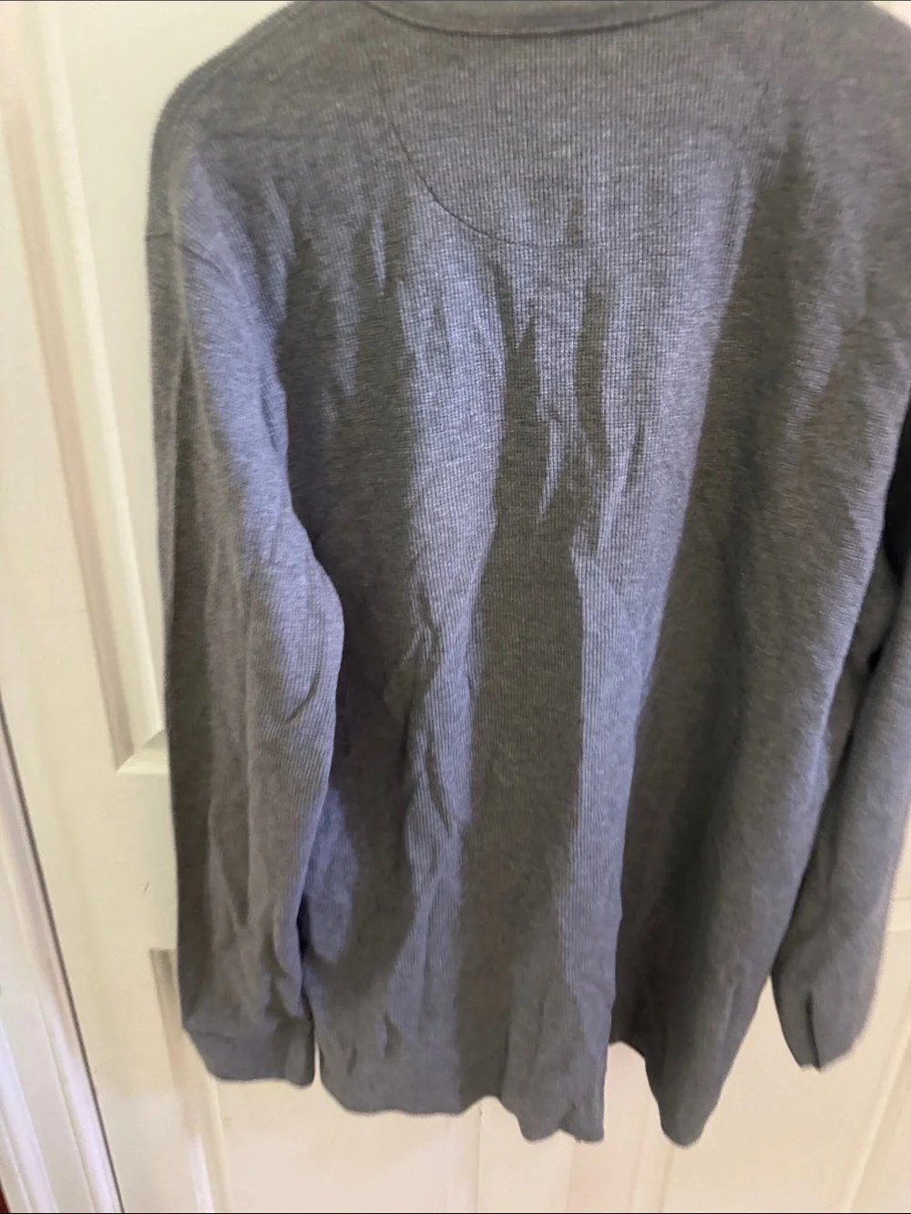Lands' End Gray Waffle-Knit Henley Top